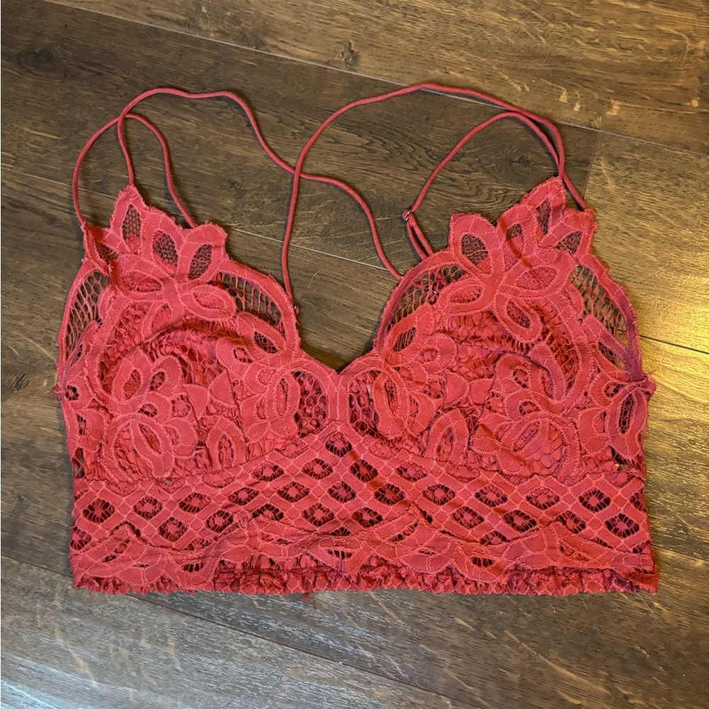 Free People Red Lace Bralette